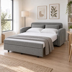 ספת Nomi Sleep באפור, פתוחה למיטה זוגית 140×190