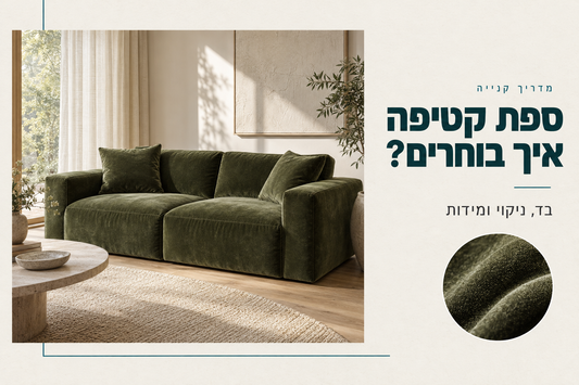 ספת קטיפה מודולרית בגוון ירוק זית בסלון בהיר, מדריך בחירת ספת קטיפה