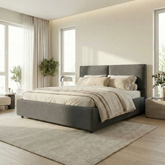 מיטה מרופדת דגם DUO – מינימליזם אורבני עם ראש כפול ומפנק