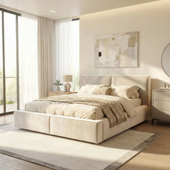 מיטה מרופדת דגם COCOON – עיצוב "רביצה" נמוך ומפנק