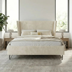 מיטה מרופדת דגם MAJESTY – ראש מיטה מלכותי עם כנפיים עוטפות