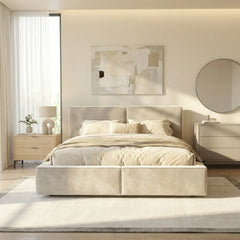 מיטה מרופדת דגם COCOON – עיצוב "רביצה" נמוך ומפנק