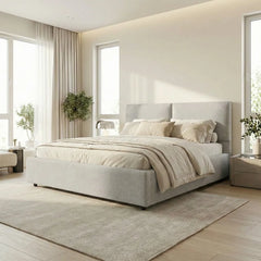 מיטה מרופדת דגם DUO – מינימליזם אורבני עם ראש כפול ומפנק