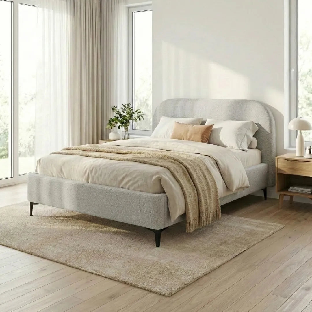 מיטה מרופדת דגם PEBBLE – ראש נקי מעוגל פינות