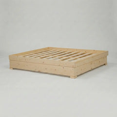 בסיס מיטה מעץ מלא (אורן פיני) עם ארגז מצעים – Natural Storage