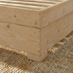 בסיס מיטה מעץ מלא (אורן פיני) עם ארגז מצעים – Natural Storage